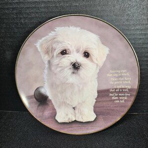 Danbury Mint "Adoring Eyes" Cherished Maltese Dog Series 8 Inch, Limited Edition